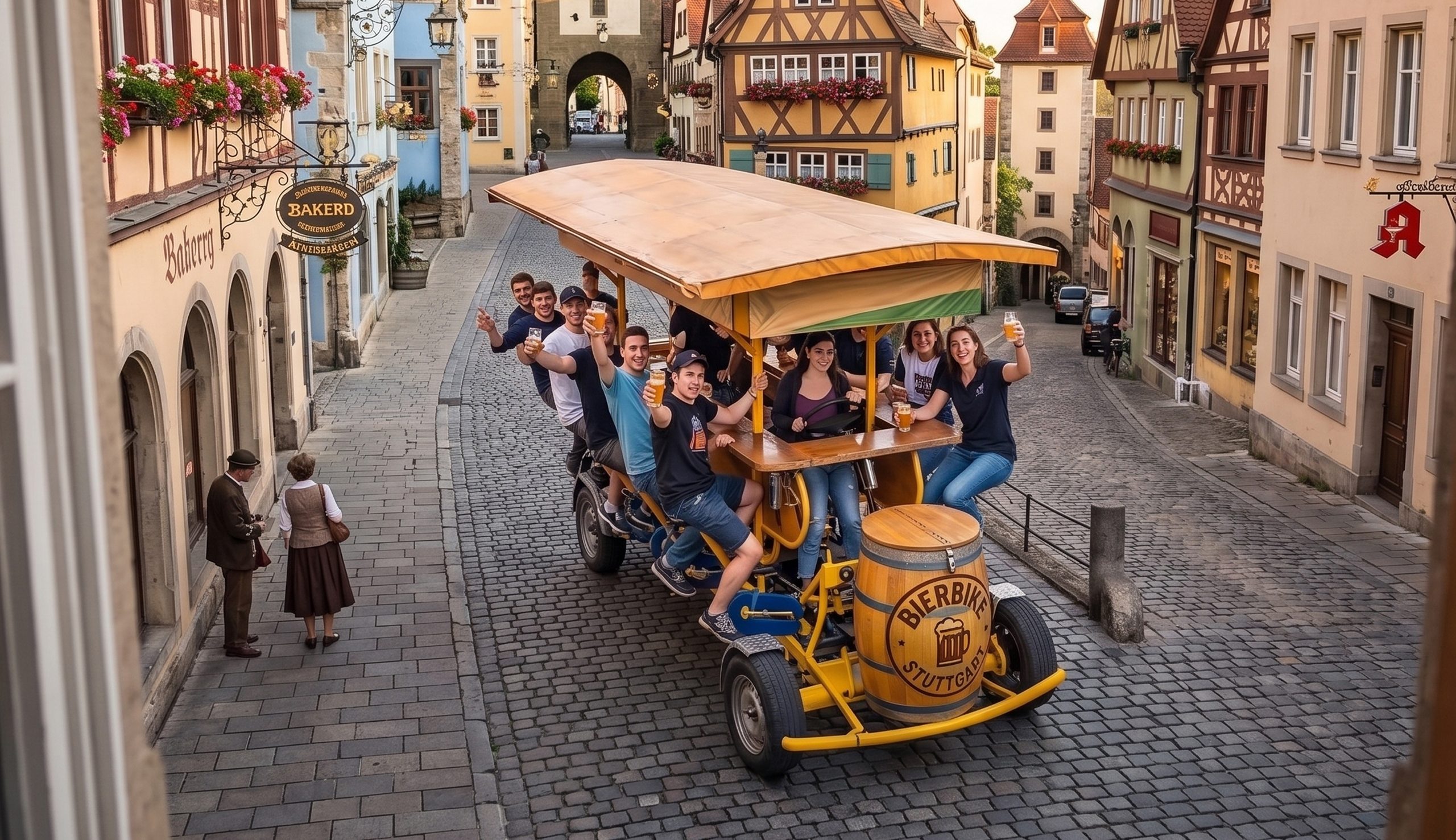 Bierbike Gruppe auf Tour durch Stuttgart
